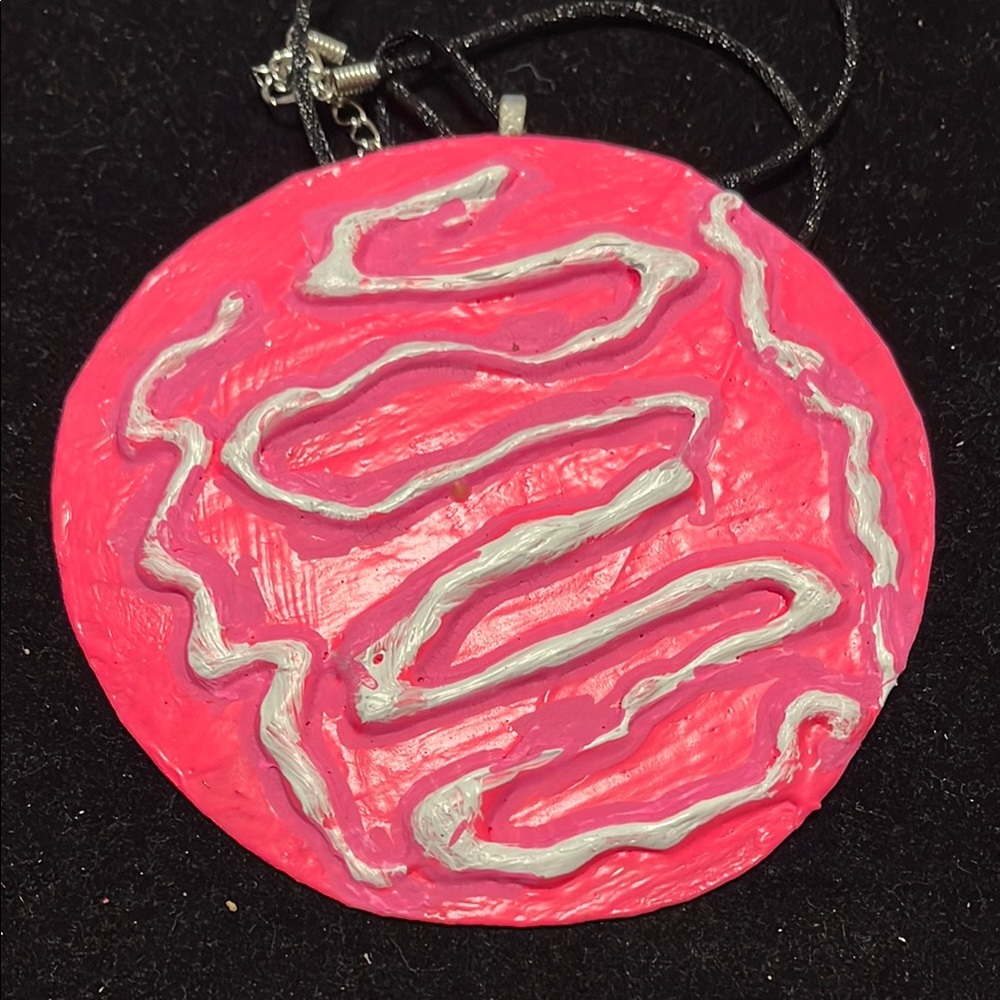 Pink and White Abstract Exclusive Rare Unique One of a Kind Pendant Necklace